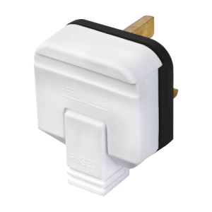 BG Electrical HDPT13W Permaplug White Rubber Sleeved Heavy Duty 3-Pin Re-Wireable Plug With Fitted Fuse 13A