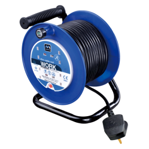 BG Electrical LDCC2513/4BL Masterplug Blue/Black 4 Gang Open Cable Reel With 25m Lead & 3-Pin Plug 13A