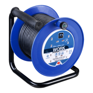 BG Electrical LDCC2513/4BL Masterplug Blue/Black 4 Gang Open Cable Reel With 25m Lead & 3-Pin Plug 13A
