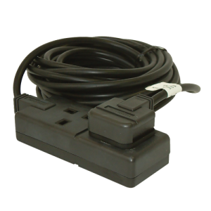 BG Electrical EXS1324B Permaplug Black Rubber 2 Gang Heavy Duty Extension Lead With 4m Lead & 3-Pin Rubber Plug 13A