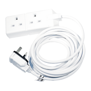 BG Electrical EXS1324W Permaplug White Rubber 2 Gang Heavy Duty Extension Lead With 4m Lead & 3-Pin Rubber Plug 13A