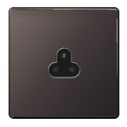 BG Electrical FBN28B Nexus Flatplate Black Nickel Screwless 1 Gang Round Pin Unswitched Socket With White Insert 2A