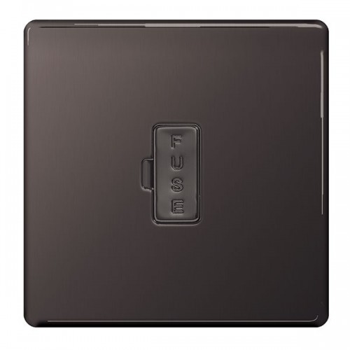 BG Electrical FBN54 Flatplate Black Nickel Screwless Unswitched Fused Connection Unit 13A