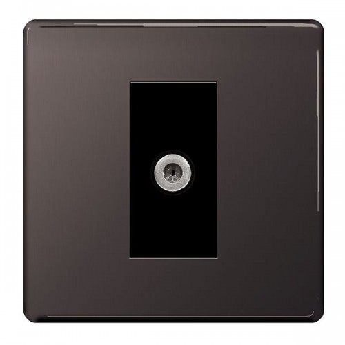 BG Electrical FBN64 Flatplate Black Nickel Screwless Single F-Type Satellite Socket - Supplied As Euro Module Kit