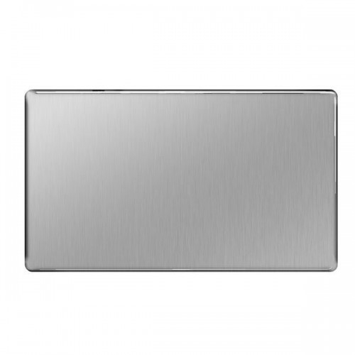 BG Electrical FBS95 Flatplate Brushed Steel Screwless 2 Gang Blank Plate
