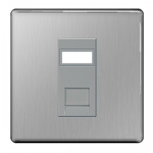 BG Electrical FBSRJ451 Nexus Flatplate Brushed Steel Screwless Single RJ45 Data Socket