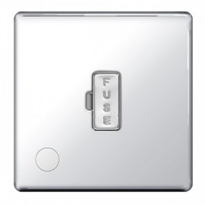 BG Electrical FPC55 Nexus Flatplate Polished Chrome Screwless Unswitched Fused Connection Unit With Front Flex Outlet 13A