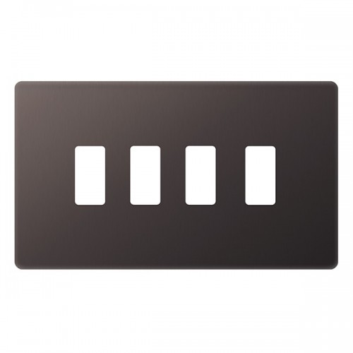BG Electrical GFBN4 Nexus Grid Black Nickel Flatplate 2 Gang 4 Module Screwless Grid Frontplate