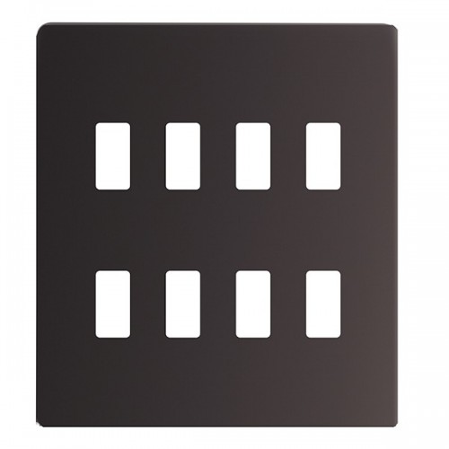 BG Electrical GFBN8 Nexus Grid Black Nickel Flatplate 8 Module Screwless Grid Frontplate Height: 146mm | Width: 146mm