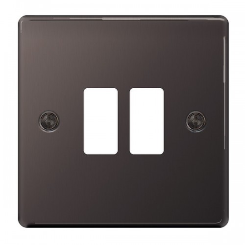 BG Electrical GNBN2 Nexus Grid Black Nickel 1 Gang 2 Module Screwed Grid Frontplate