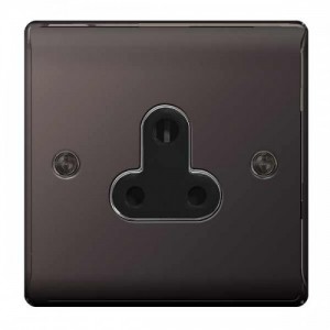 BG Electrical NBN29B Nexus Raised Edge Black Nickel Screwed 1 Gang Round Pin Unswitched Socket With Black Insert 5A