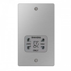 BG Electrical SBS20G Nexus Flat Plate Brushed Steel Shaver Socket  115/230V