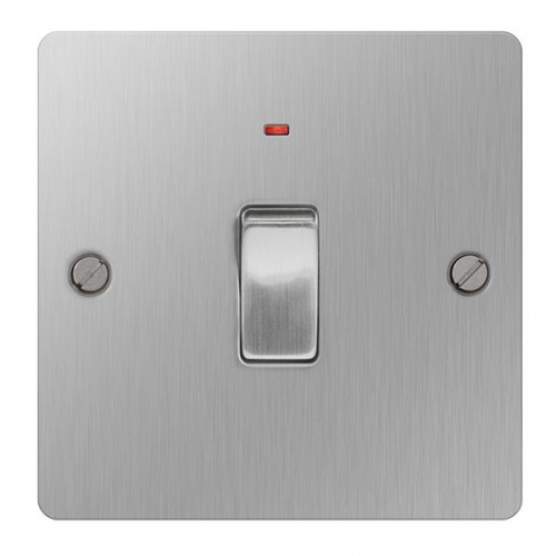 BG Electrical SBS31 Nexus Flat Plate Stainless Steel Brushed DP c/w Neon Control Switch  20A