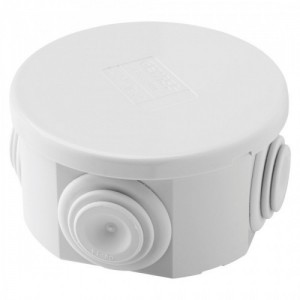 Gewiss GW44001 44 CE Range Grey Technopolymer Round Surface Mounting Weatherproof Junction Box With Plain Press-On Lid & 4 x Cable Glands IP44