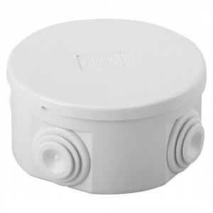 Gewiss GW44002 44 CE Range Grey Technopolymer Round Surface Mounting Weatherproof Junction Box With Plain Press-On Lid & 4 x Cable Glands IP44