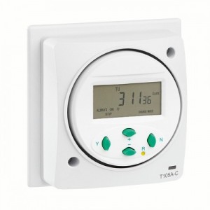 Greenbrook Electrical T105A-C White 7 Day Electronic Digital Socket Box Timer With 24 On/Off Switching Cycles - Fits 1 Gang Mounting Box 16A (2A) 240V