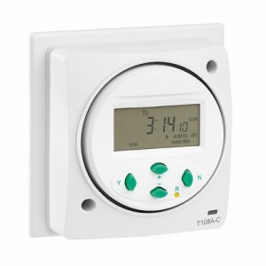 Greenbrook Electrical T108A-C White 7 Day Electronic Digital Socket Box Timer With Random Switching Cycle - Fits 1 Gang Mounting Box 16A (8A) 240V