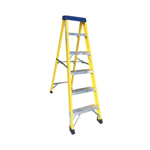 Greenbrook Electrical LAD10 Norslo Fibreglass 9 Step (7 Useable Steps) Swingback Ladder With Non-Slip Steps & Multi-Functional Top Tray