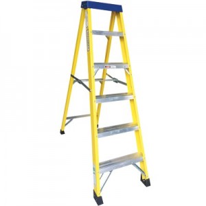 Greenbrook Electrical LAD4 Norslo Fibreglass 3 Step (1 Useable Step) Swingback Ladder With Non-Slip Steps & Multi-Functional Top