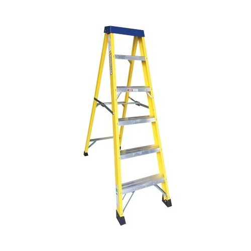 Greenbrook Electrical LAD9 Norslo Fibreglass 8 Step (6 Useable Steps) Swingback Ladder With Non-Slip Steps & Multi-Functional Top Tray