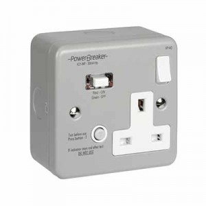 Greenbrook Electrical K21-MP PowerBreaker Metalclad 1 Gang Latching (Passive) RCD Switched Socket 13A 30mA