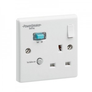 Greenbrook Electrical K21WPAAN10-C PowerBreaker White Moulded 1 Gang Type A Non-Latching Active) RCD Switched Socket 13A 10mA
