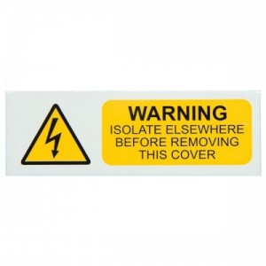 Industrial Signs IS0110SA Black On Yellow Self Adhesive Vinyl Warning Label - WARNING ISOLATE ELSEWHERE (Pack Size 10) 75mm x 25mm