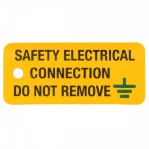 Industrial Signs IS0605RP Black On Yellow Self Adhesive Rigid Warning Label - SAFETY ELECTRICAL CONNECTION (Pack Size 5) 80mm x 35mm