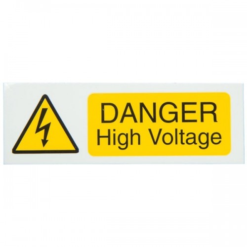 Industrial Signs IS3610SA Black On Yellow Self Adhesive Vinyl Warning Label - DANGER HIGH VOLTAGE (Pack Size 10) 75mm x 25mm