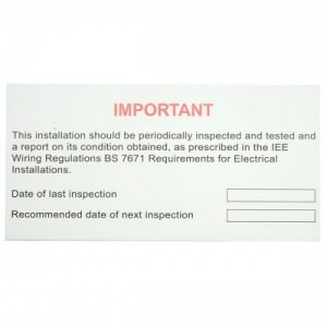 Industrial Signs IS5610SA Black On White Self Adhesive Vinyl Periodic Inspection Label (Pack Size 10) 130mm x 60mm