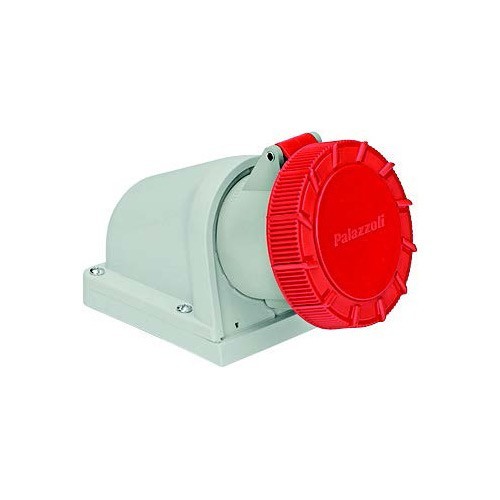 Lewden 509146 topTER Red Plastic 3P+N+E 6H 90° Angled Wall Mounted Socket Outlet IP67 16A 400V