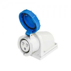 Lewden 509226 topTER Blue Plastic 2P+E 6H 90° Angled Wall Mounted Socket Outlet IP67 32A 240V
