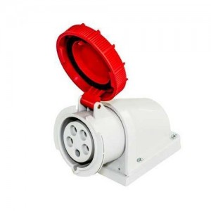 Lewden 509246 topTER Red Plastic 3P+N+E 6H 90° Angled Wall Mounted Socket Outlet IP67 32A 400V
