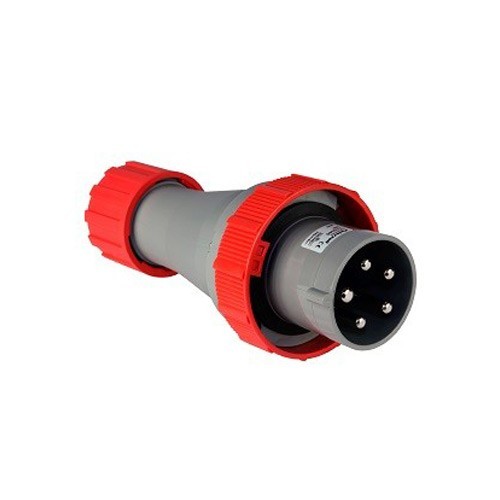 Lewden 710346 Multimax Red Plastic 3P+N+E 6H Straight Industrial Plug IP67 63A 400V