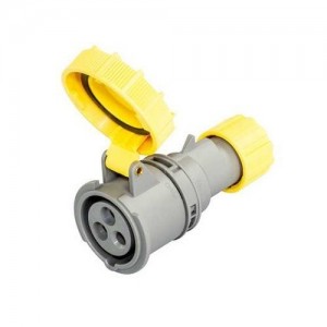 Lewden 730124 Multimax Yellow Plastic 2P+E 4H Straight Industrial Connector IP67 16A 110V