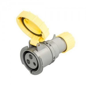 Lewden 730224 Multimax Yellow Plastic 2P+E 4H Straight Industrial Connector IP67 32A 110V