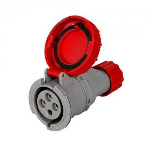 Lewden 730236 Multimax Red Plastic 3P+E 6H Straight Industrial Connector IP67 32A 400V
