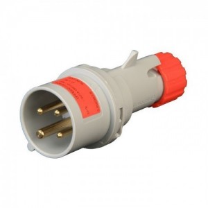 Lewden PM16/1500FPB Red Plastic 3P+E 6H Straight Industrial Plug IP44 16A 400V