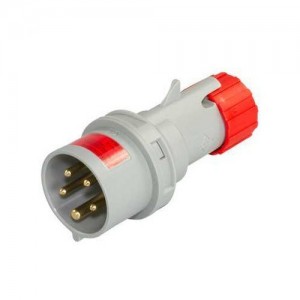 Lewden PM16/1800FPB Red Plastic 3P+N+E 6H Straight Industrial Plug IP44 16A 400V