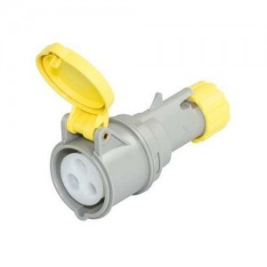 Lewden PM16/2000FPB Yellow Plastic 2P+E 4H Straight Industrial Connector IP44 16A 230V