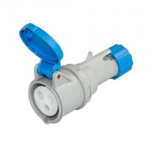 Lewden PM16/2100FPB Blue Plastic 2P+E 6H Straight Industrial Connector IP44 16A 230V