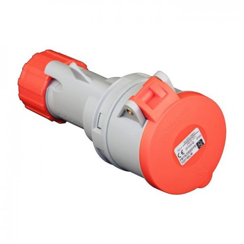 Lewden PM16/2500FPB Red Plastic 3P+E 6H Straight Industrial Connector IP44 16A 400V