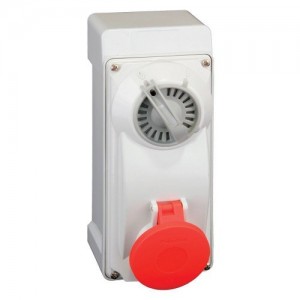 Lewden PM16/3305NFPB Red Plastic 3P+E 6H Switch Interlocked Socket Outlet IP44 16A 400V