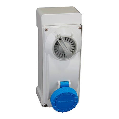 Lewden PM16/3401NFPB Blue Plastic 2P+E 6H Switch Interlocked Socket Outlet IP66/IP67 16A 240V