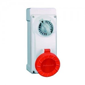 Lewden PM16/3408NFPB Red Plastic 3P+N+E 6H Switch Interlocked Socket Outlet IP66/IP67 16A 400V