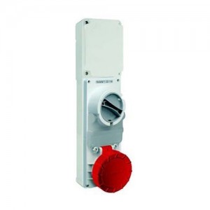 Lewden PM63/3405FPB Red Plastic 3P+E 6H Switch Interlocked Socket Outlet IP65 63A 400V