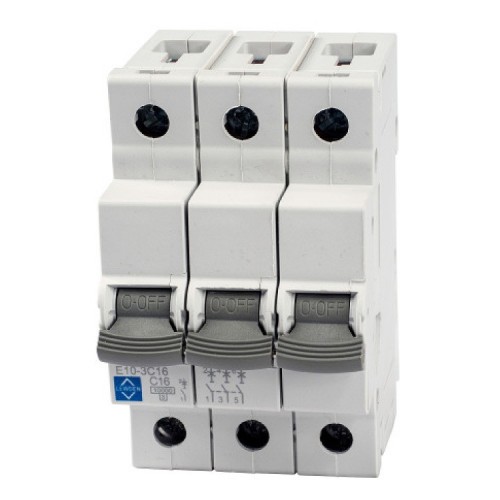 Lewden E10-3C10 3 Module Triple Pole Type C Miniature Circuit Breaker MCB For Commercial Installations 10A 10kA