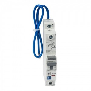 Lewden RCBO-20/30/SPA 1 Module Single Pole Type B Type Class A RCBO With Blue Lead For Domestic Installations 20A 6kA 30mA