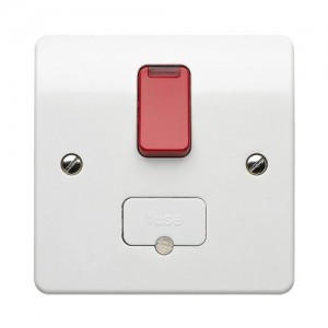 MK Electric K1060D1WHI Logic Plus White Moulded Double Pole Switched Fused Connection Unit With Red Rocker & Neon 13A