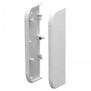 MK Electric VP193WHI Prestige 3D White PVC 3 Compartment Skirting Trunking End Caps (Left/Right Hand Pair) Height: 170mm | Width: 57m